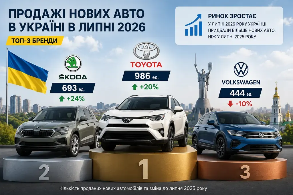 Ринок нових авто в Україні впав на 10,5% у липні: хто виріс, а хто просів