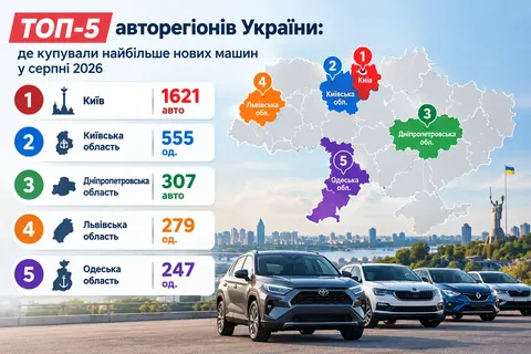 П'ять регіонів дали 61% продажів нових авто: як виглядав ринок у серпні